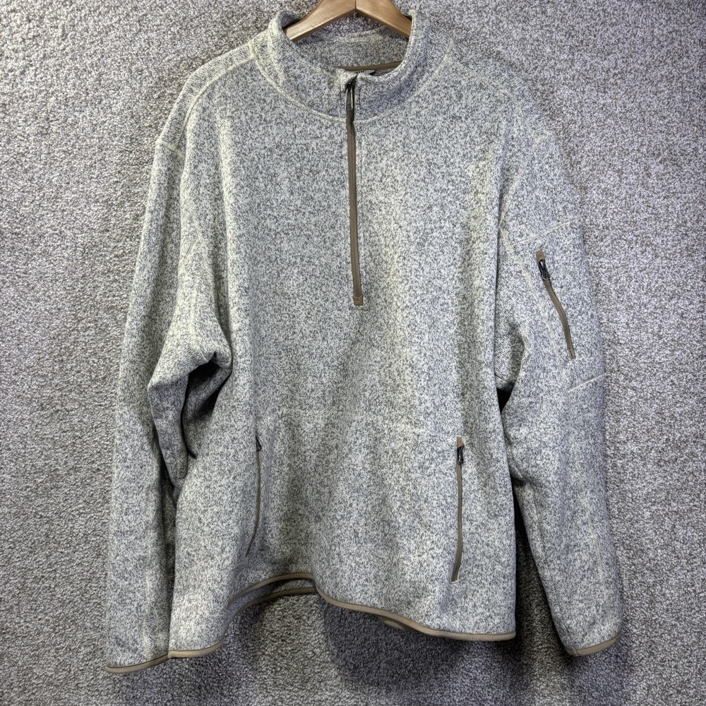 Duluth Trading Co Sweatshirt Mens 3XL Gray 1/4‎ Zip Fleece Pullover Pockets